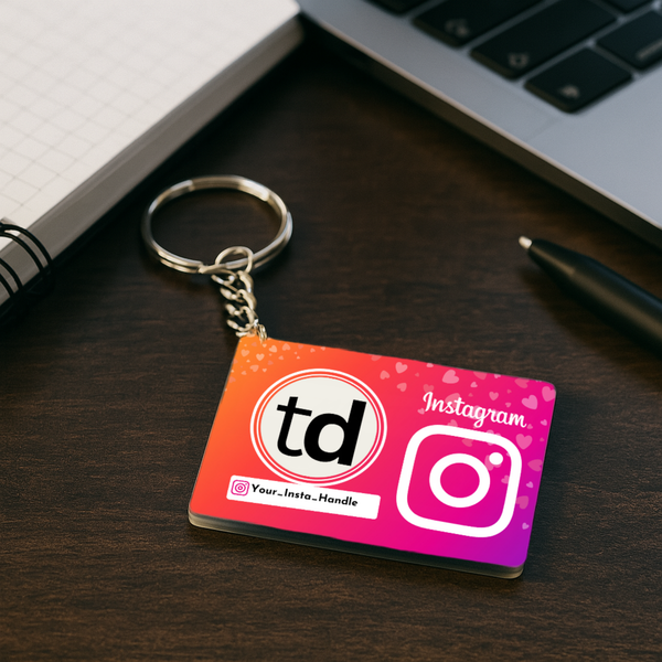 tinydabba Custom Instagram Acrylic Keychain – Personalized with Your Profile Photo & Handle – 3x2 inch, 3mm Thick