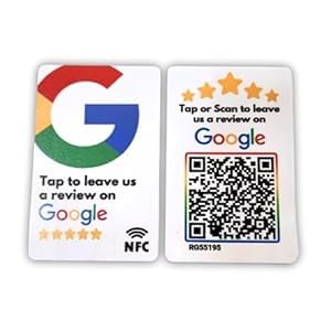 Google Review Card With NFC & QR Code, White