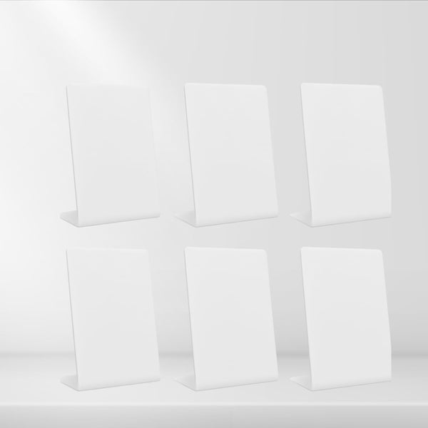 tinydabba 4x6 inch white acrylic QR standee | L-shaped plastic display stand for reviews or any QR codes | solid desk stand for shop, salon, cafe, clinic counter (6)