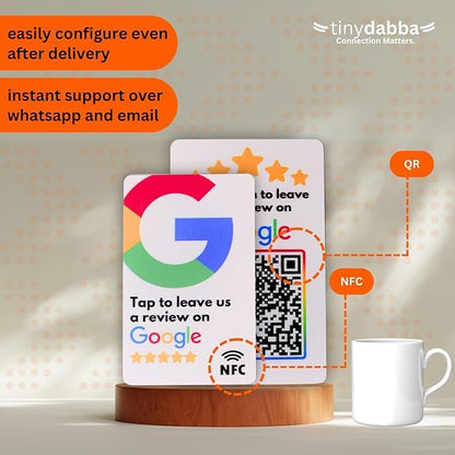 Google Review Card With NFC & QR Code, White