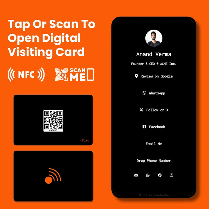 tinydabba NFC & QR-Enabled Business Card | Smart Digital Visiting Card for Instant Contact Sharing | Lifetime Free | Dashboard Access (Premium Black)