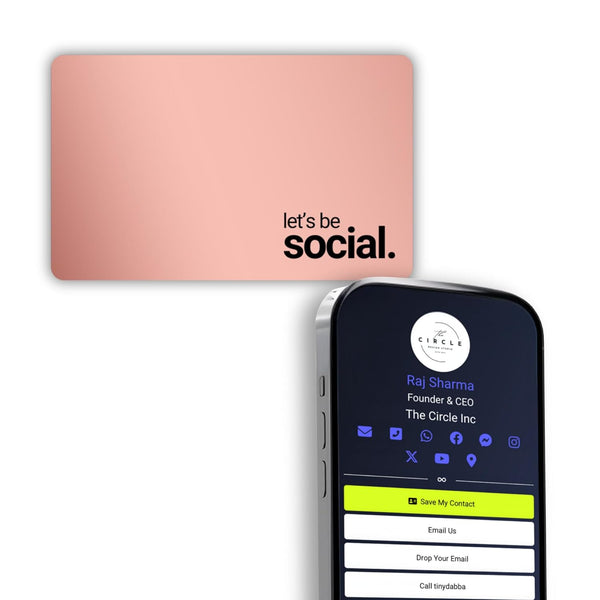 tinydabba Zap NFC Smart Digital Business Card – Tap to Share Contact & Social Media Instantly | No App Needed | QR + NFC Card | Reusable Contactless Networking Card | Metal | LBS | Rose Gold