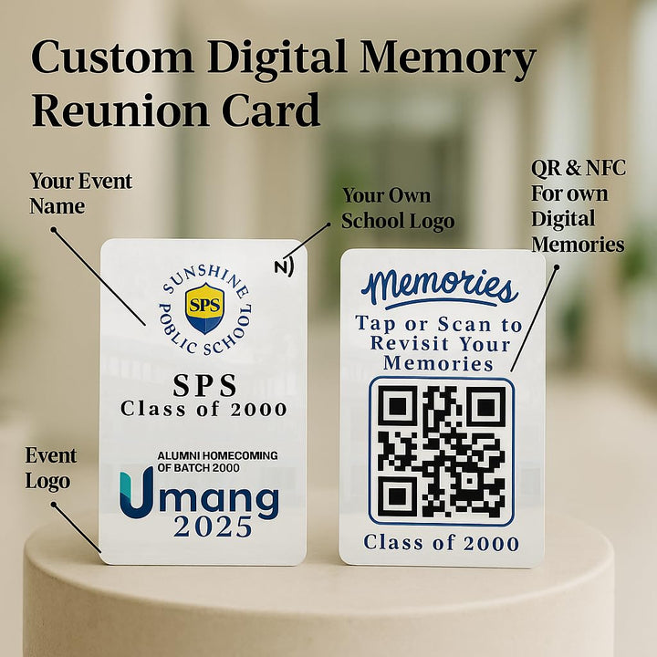 tinydabba Custom Alumni Meet Keepsake Card with NFC & QR Code | Personalized School Reunion Card | Custom Logo & Event Details | Class of [Year] Gift