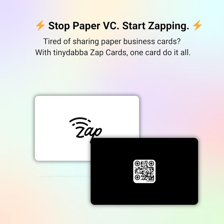 tinydabba Zap NFC Smart Digital Business Card – Tap to Share Contact & Social Media Instantly | No App Needed | QR + NFC Card | Reusable Contactless Networking Card | PVC | White