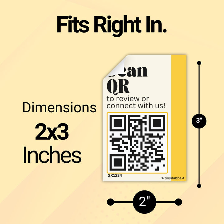 tinydabba Dynamic QR Code Stickers – Set of 5 Customizable 2x3 Inches Stickers with Dashboard – Scan to Connect, Review, Bio Links for Shops, Packaging, Restaurants, Offices
