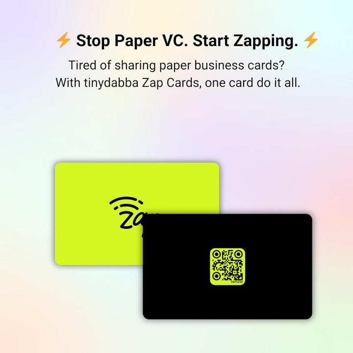tinydabba Zap NFC Smart Digital Business Card – Tap to Share Contact & Social Media Instantly | No App Needed | QR + NFC Card | Reusable Contactless Networking Card | PVC | Neon Yellow