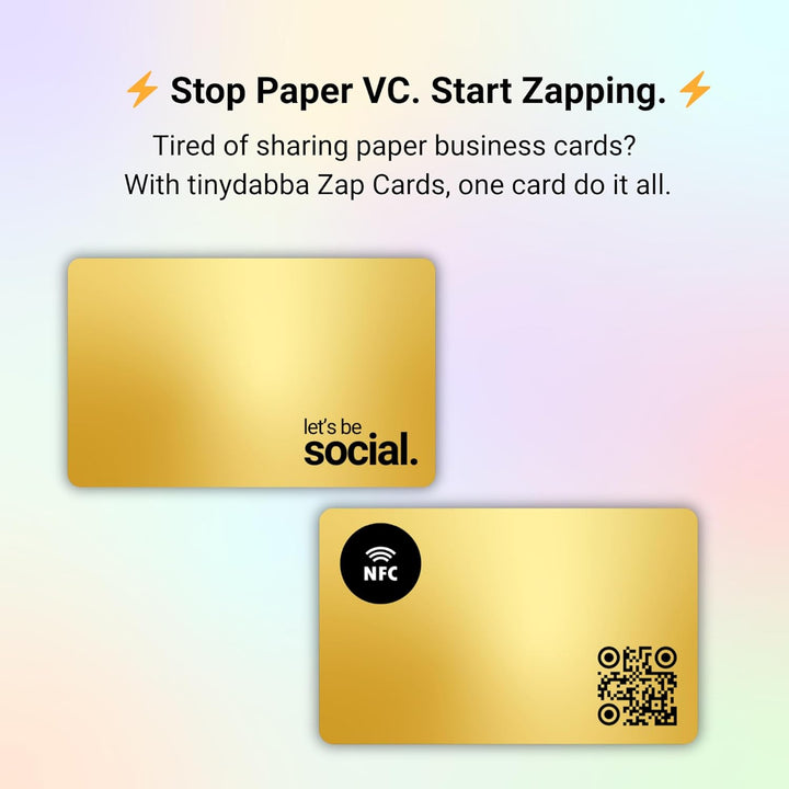 tinydabba Zap NFC Smart Digital Business Card – Tap to Share Contact & Social Media Instantly | No App Needed | QR + NFC Card | Reusable Contactless Networking Card | Metal | LBS | Gold