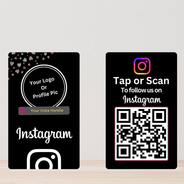 Custom Instagram NFC Card | With QR | With Logo & handle | 4K UV Printed | Black