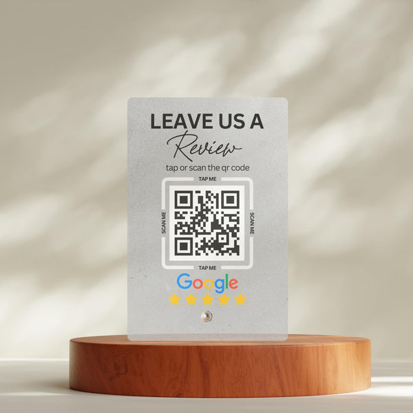 Premium Frosted NFC & QR Code Review Standee – 4x6 Inches | Pre-Configured, UV Printed Acrylic | Tap or Scan to Boost Business Reviews | Includes Dashboard Access