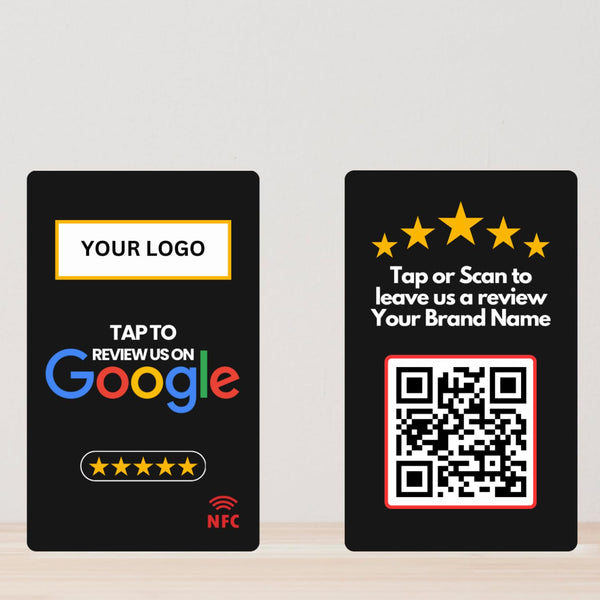 Review NFC Card | With QR | Customized with Logo | 4K UV Printed | Black