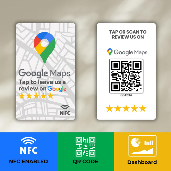 tinydabba Review NFC Card Maps Edition With Stand | Along with QR Code | Boost Business Reviews with Tap or Scan | Pre-Configured PVC Card | Works with any NFC-Enabled Smartphone | With Dashboard