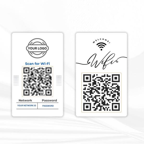 QR Code WiFi Password Card, UV Printed PVC, Easy Guest Network Access, Double-Sided