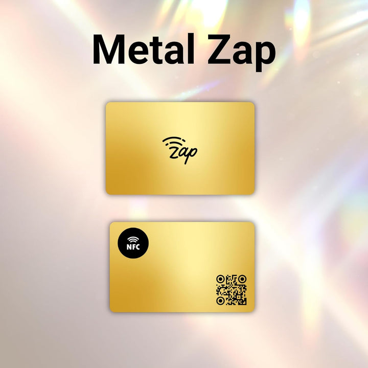 tinydabba Zap NFC Smart Digital Business Card – Tap to Share Contact & Social Media Instantly | No App Needed | QR + NFC Card | Reusable Contactless Networking Card | Metal | Gold - Golden