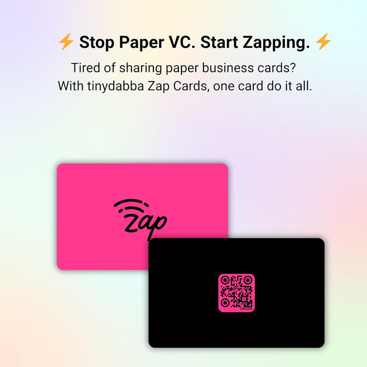 tinydabba Zap NFC Smart Digital Business Card – Tap to Share Contact & Social Media Instantly | No App Needed | QR + NFC Card | Reusable Contactless Networking Card | PVC | Neon Pink