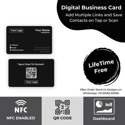 Custom Matte Black NFC & QR-Enabled Digital Visiting Card