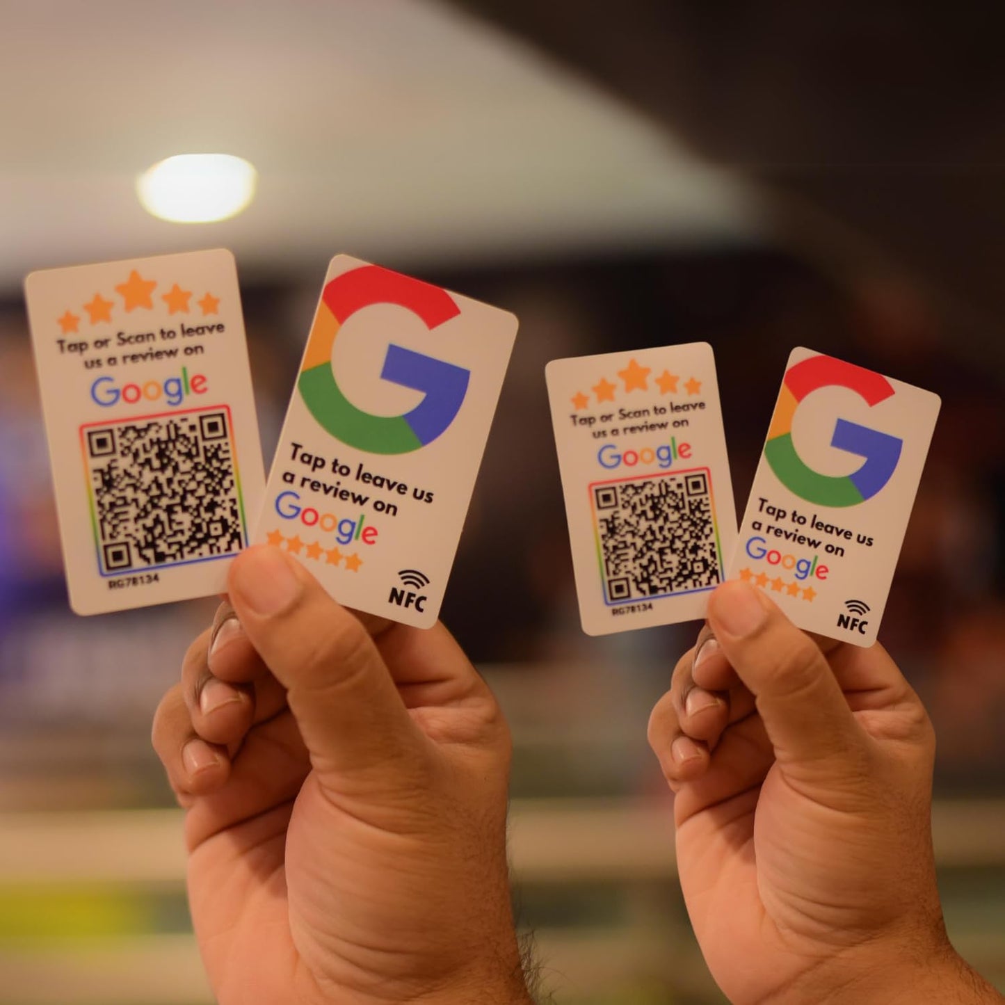 Google Review Card With NFC & QR Code, White