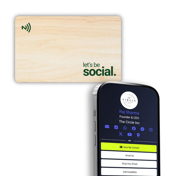 tinydabba Zap NFC Smart Digital Business Card – Tap to Share Contact & Social Media Instantly | No App Needed | QR + NFC Card | Reusable Contactless Networking Card | Wooden | Bamboo | LBS