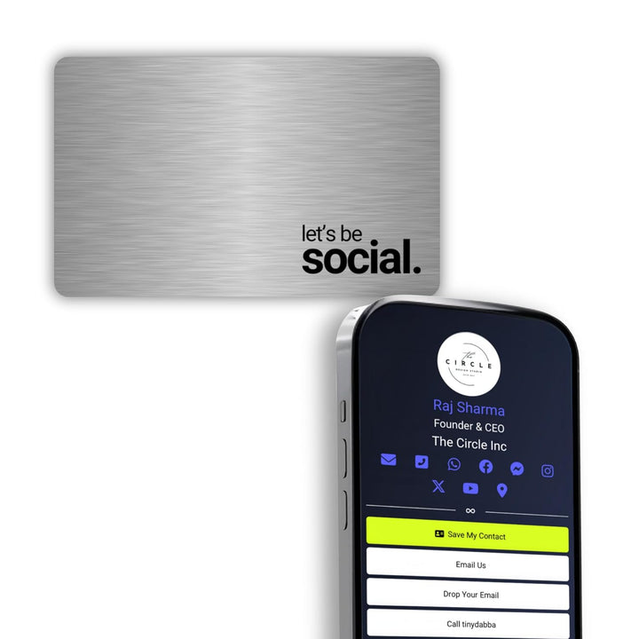 tinydabba Zap NFC Smart Digital Business Card – Tap to Share Contact & Social Media Instantly | No App Needed | QR + NFC Card | Reusable Contactless Networking Card | Metal | LBS | SS - Silver