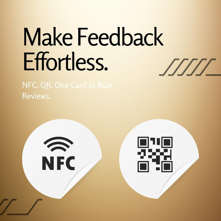 tinydabba NFC & QR Tap or Scan Standee for Business | Shops, Clinics, Salons, Restaurants | Golden QR With Integrated NFC - Acrylic Standee