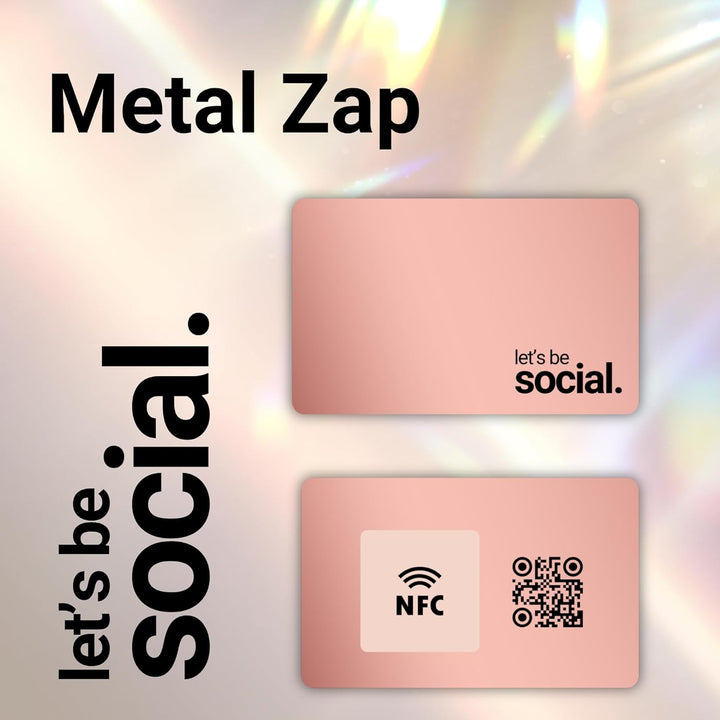 tinydabba Zap NFC Smart Digital Business Card – Tap to Share Contact & Social Media Instantly | No App Needed | QR + NFC Card | Reusable Contactless Networking Card | Metal | LBS | Rose Gold