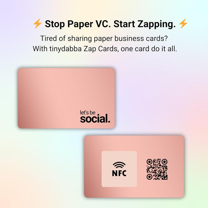 tinydabba Zap NFC Smart Digital Business Card – Tap to Share Contact & Social Media Instantly | No App Needed | QR + NFC Card | Reusable Contactless Networking Card | Metal | LBS | Rose Gold
