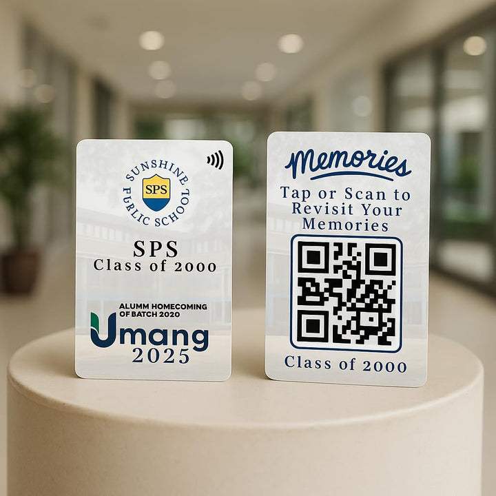 tinydabba Custom Alumni Meet Keepsake Card with NFC & QR Code | Personalized School Reunion Card | Custom Logo & Event Details | Class of [Year] Gift