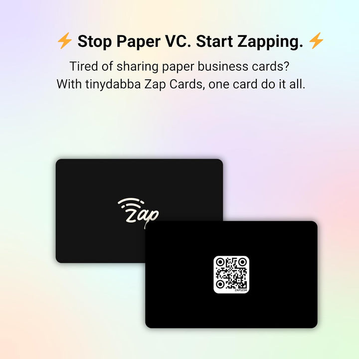 tinydabba Zap NFC Smart Digital Business Card – Tap to Share Contact & Social Media Instantly | No App Needed | QR + NFC Card | Reusable Contactless Networking Card | PVC | Jet Black