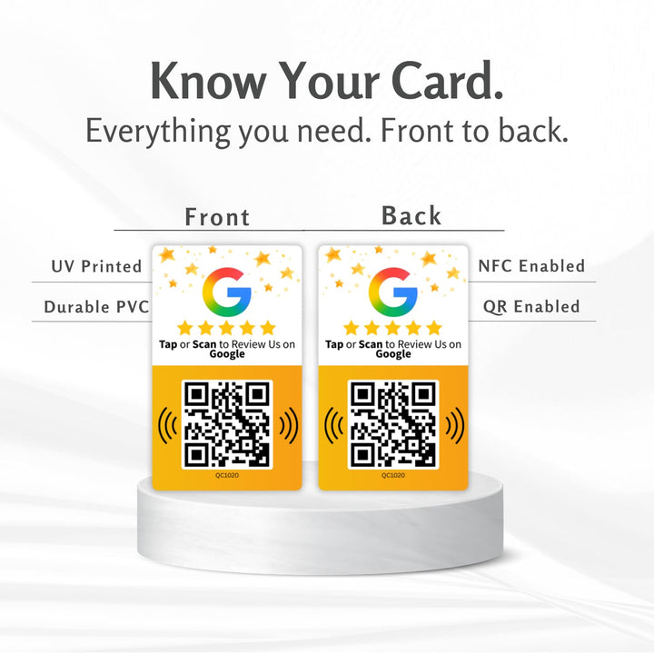 tinydabba Review NFC Card | Dual Side QR Code | Boost Business Reviews with Tap or Scan | Pre-Configured PVC Card | Works with any NFC-Enabled Smartphone | Without Stand