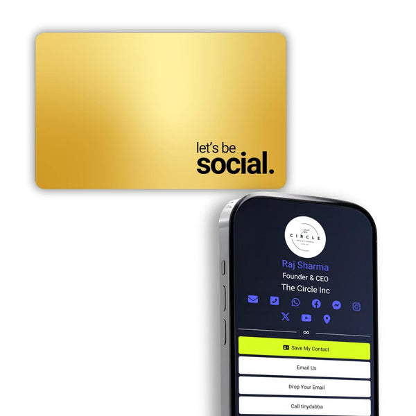tinydabba Zap NFC Smart Digital Business Card – Tap to Share Contact & Social Media Instantly | No App Needed | QR + NFC Card | Reusable Contactless Networking Card | Metal | LBS | Gold