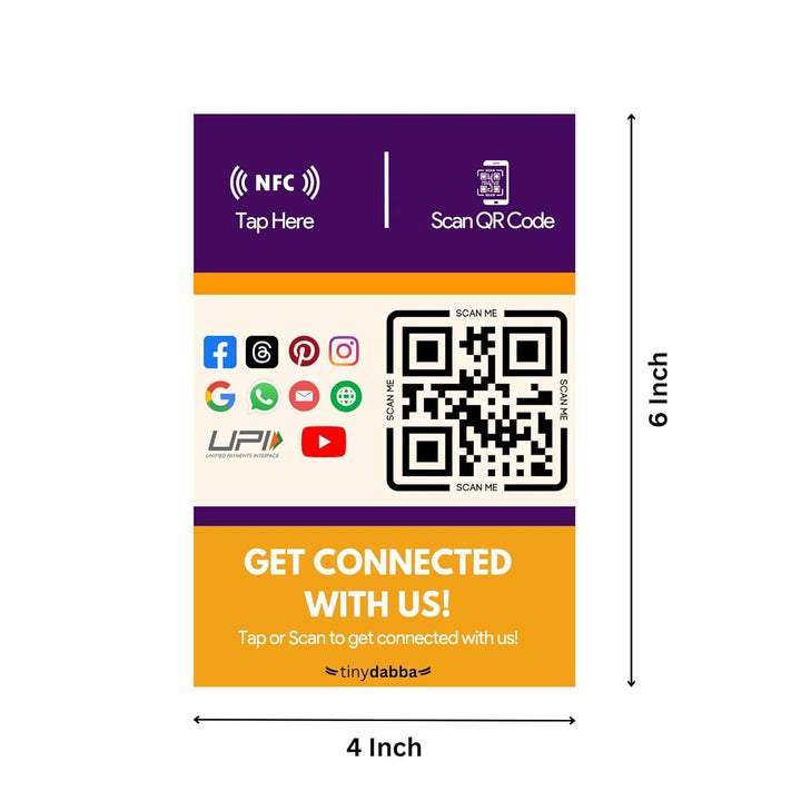 NFC Standee for Review, UPI payment, Facebook, Instagram, X, WhatsApp, CRM, YouTube, E-Mail & Website | Along with QR Code