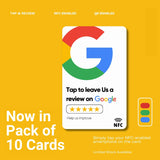 Google Review NFC Card - Pack of 10 Cards