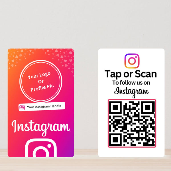 Custom Instagram NFC Card | With QR | With Logo & handle | 4K UV Printed