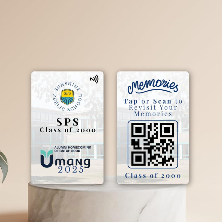 tinydabba Custom Alumni Meet Keepsake Card with NFC & QR Code | Personalized School Reunion Card | Custom Logo & Event Details | Class of [Year] Gift