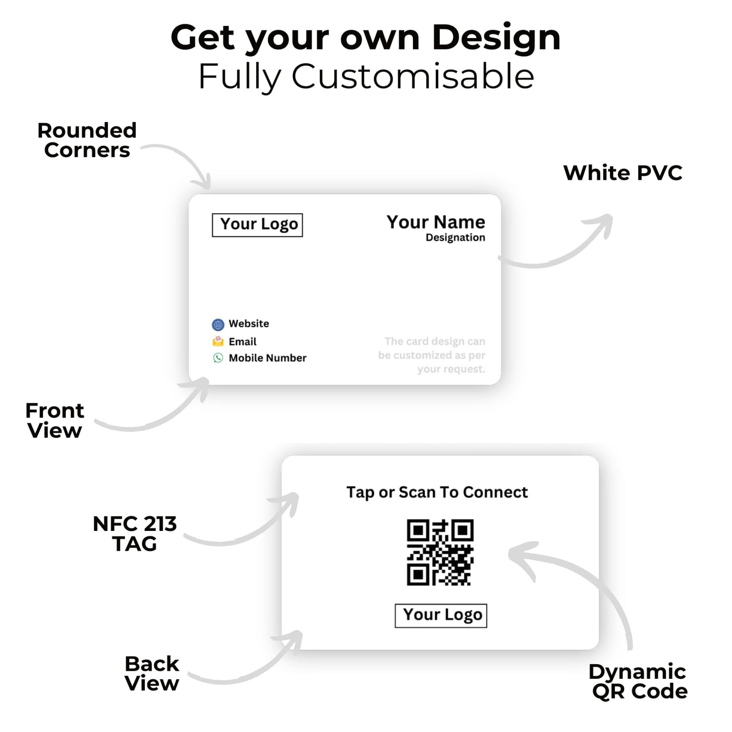 White Custom NFC & QR-Enabled Digital Visiting Card