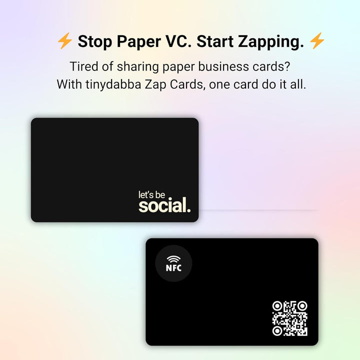 tinydabba Zap NFC Smart Digital Business Card – Tap to Share Contact & Social Media Instantly | No App Needed | QR + NFC Card | Reusable Contactless Networking Card | Metal | LBS | Black