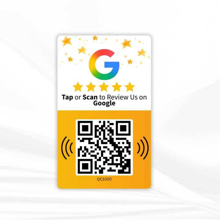 tinydabba Review NFC Card | Dual Side QR Code | Boost Business Reviews with Tap or Scan | Pre-Configured PVC Card | Works with any NFC-Enabled Smartphone | Without Stand