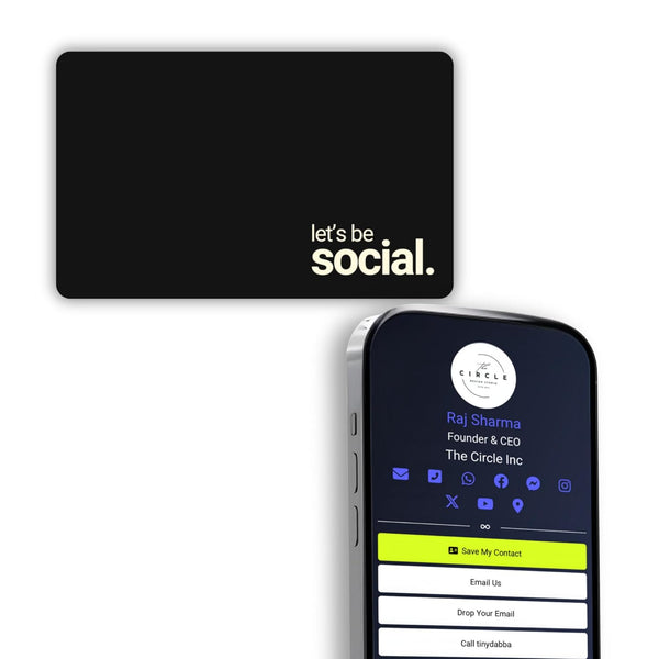 tinydabba Zap NFC Smart Digital Business Card – Tap to Share Contact & Social Media Instantly | No App Needed | QR + NFC Card | Reusable Contactless Networking Card | Metal | LBS | Black