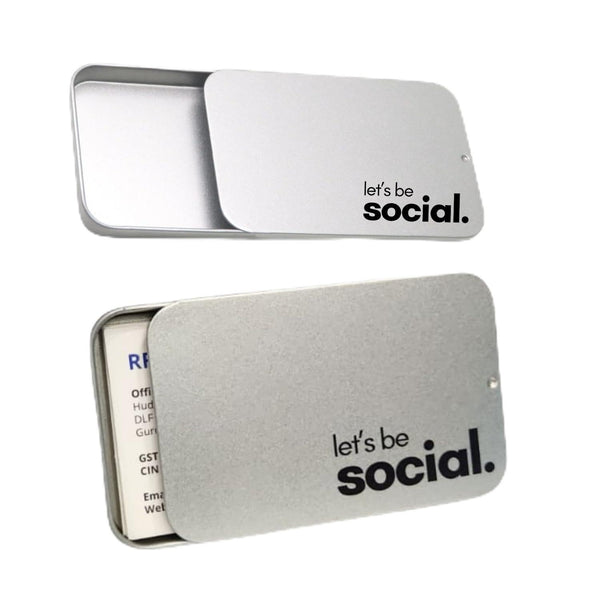 tinydabba Metal Visiting Card Holder | Slide Tin Card Case | Premium Minimal Design | Pocket-Sized | Holds Business Cards, Credit Cards, Cash & More | Sleek Silver Finish | Gift for Him