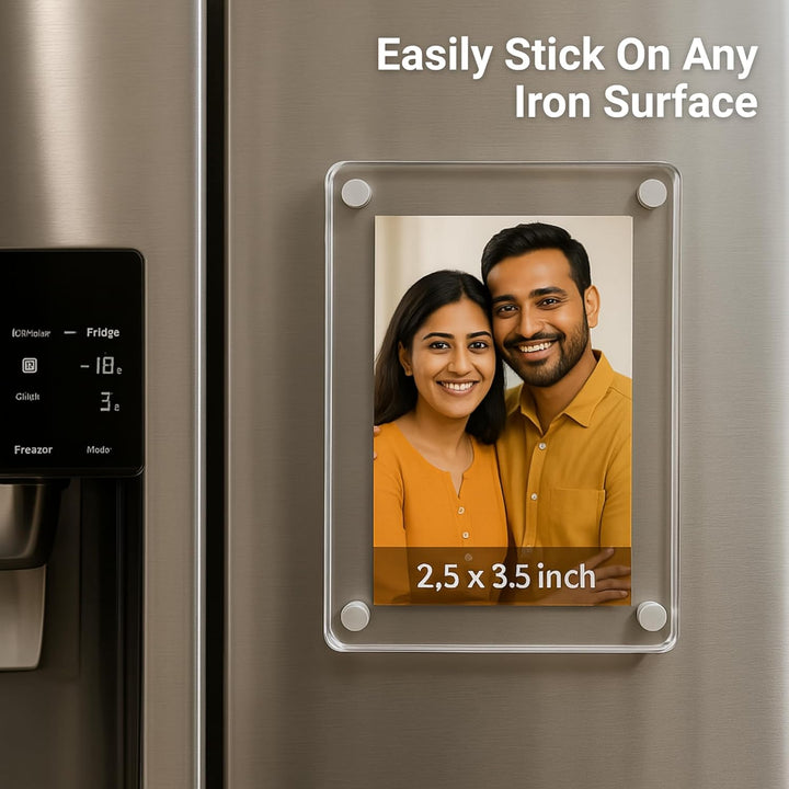 tinydabba Magnetic Acrylic Photo Frame | Double-Sided Polaroid Display | Strong Fridge Magnet for 2.5 x 3.5 inch Photos | Crystal Clear & Durable | Ideal for Gifting & Home Decor | Diwali Gift