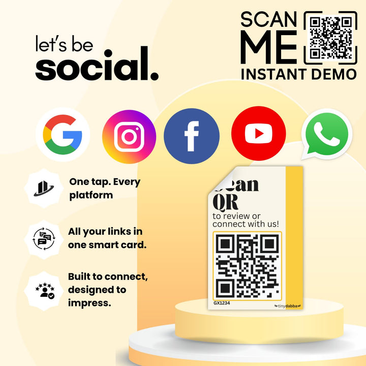 tinydabba Dynamic QR Code Stickers – Set of 5 Customizable 2x3 Inches Stickers with Dashboard – Scan to Connect, Review, Bio Links for Shops, Packaging, Restaurants, Offices