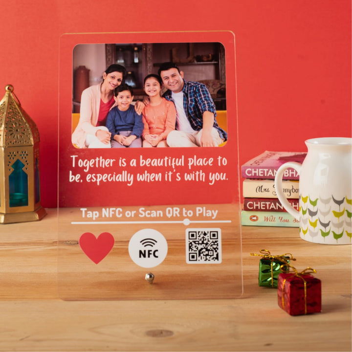 tinydabba Spotify Tap to Play Custom Music Frame | Personalised frame with photo | Romantic Gift for Couple, Anniversary, Wedding, Friend, Birthday | NFC & QR | 6x9 Inches | Play in mobile