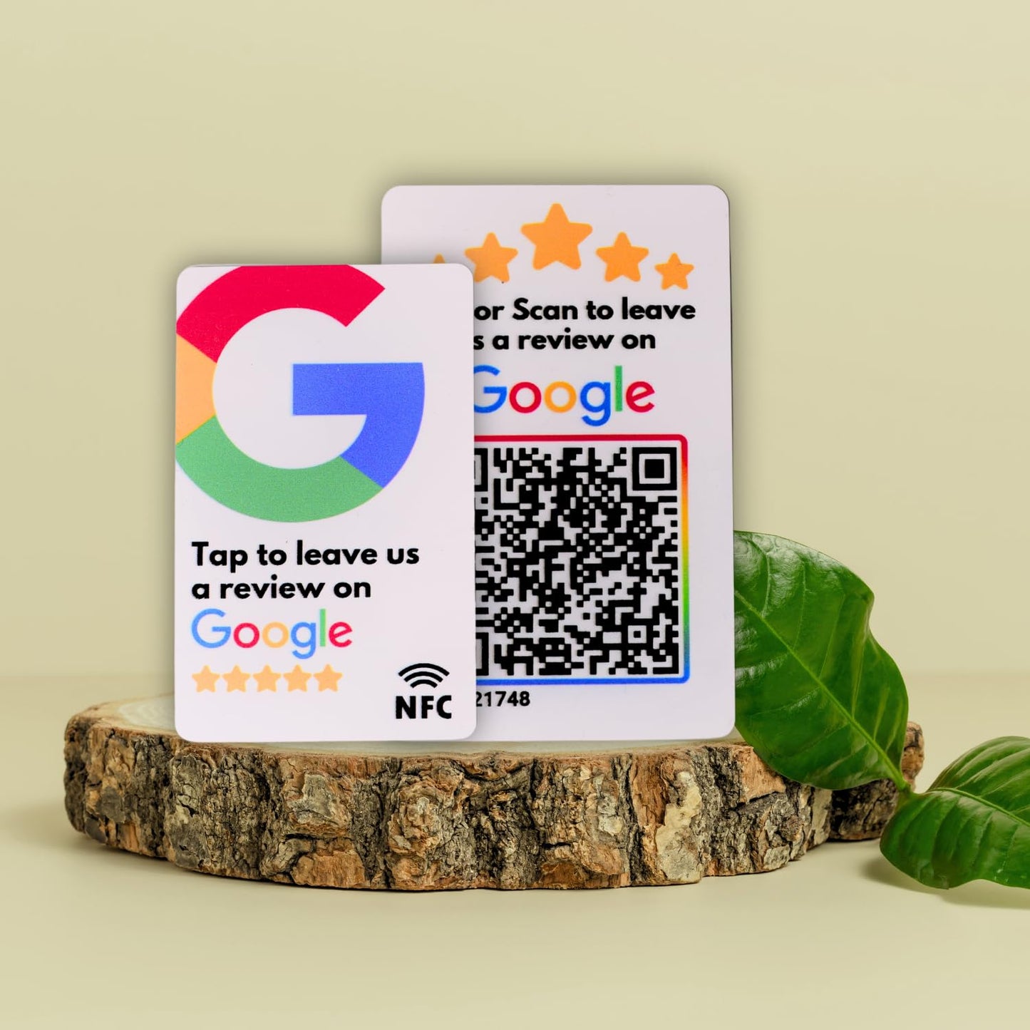 Google Review Card With NFC & QR Code, White