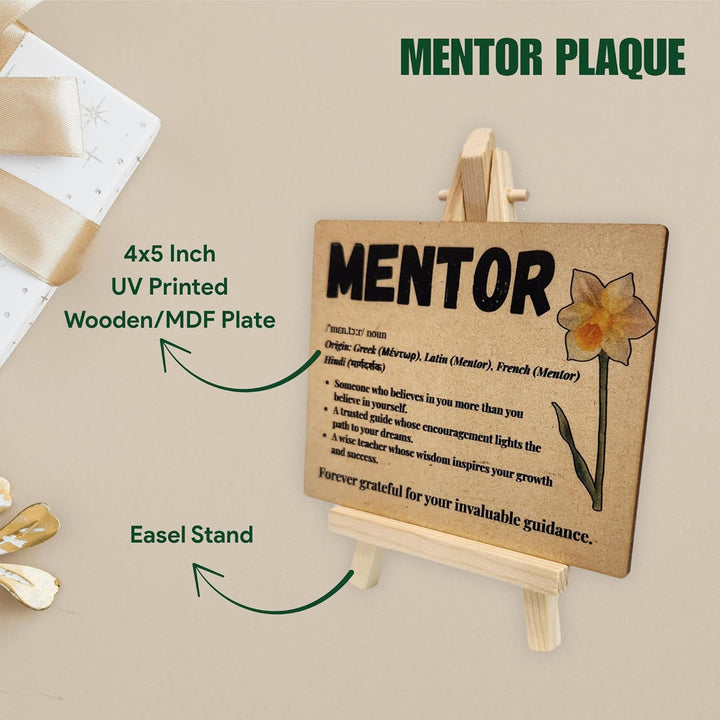 tinydabba Wooden Definition Plaque with Easel – Mentor Gift (4×5 Inches) – Tabletop Decor