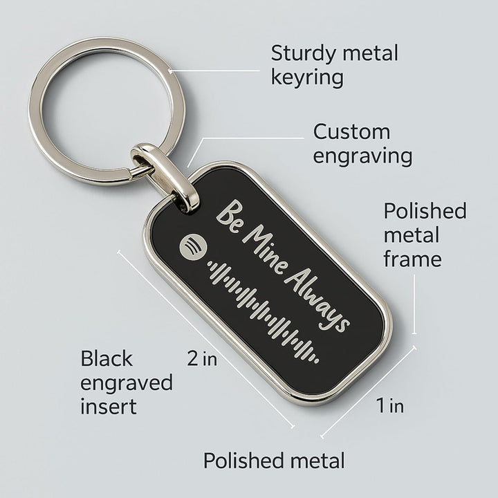 tinydabba Custom Spotify Code Metal Keychain – Personalized Engraved Message & Name – Unique Gift for Him or Her – Scan to Play Song or Playlist – Anniversary, Birthday, Valentine’s Gift