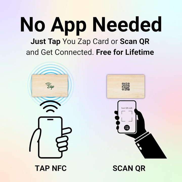 tinydabba Zap NFC Smart Digital Business Card – Tap to Share Contact & Social Media Instantly | No App Needed | QR + NFC Card | Reusable Contactless Networking Card | Wooden | Bamboo