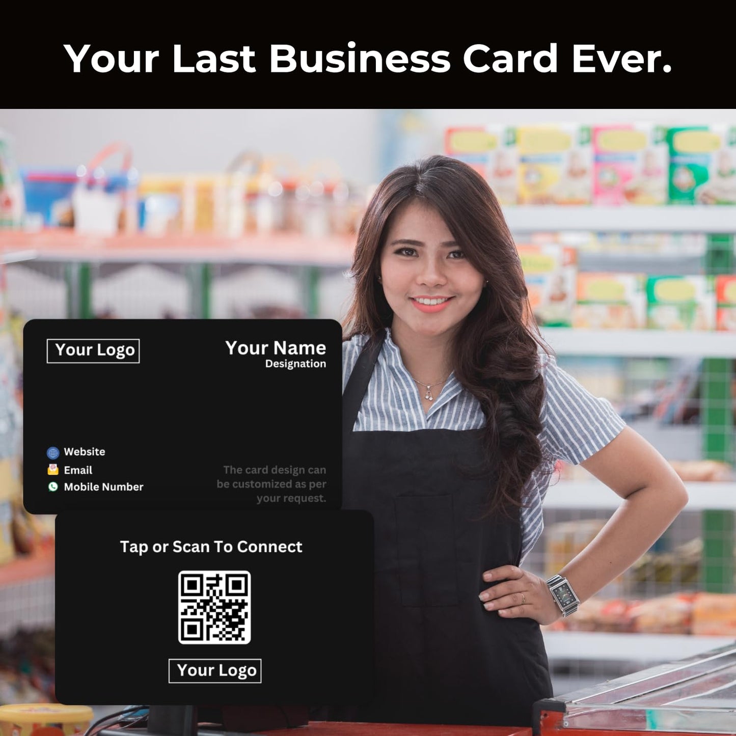 Custom Matte Black NFC & QR-Enabled Digital Visiting Card