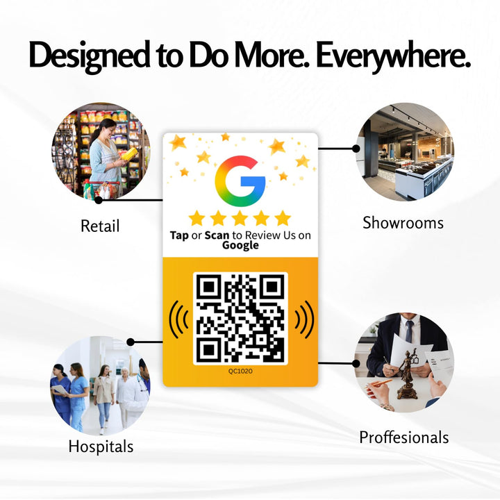 tinydabba Review NFC Card | Dual Side QR Code | Boost Business Reviews with Tap or Scan | Pre-Configured PVC Card | Works with any NFC-Enabled Smartphone | Without Stand