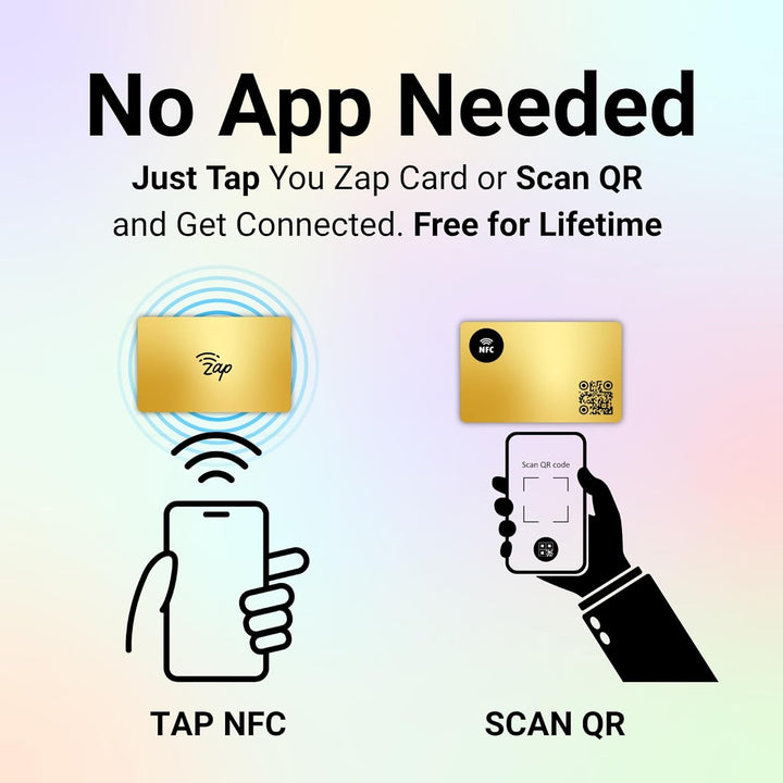 tinydabba Zap NFC Smart Digital Business Card – Tap to Share Contact & Social Media Instantly | No App Needed | QR + NFC Card | Reusable Contactless Networking Card | Metal | Gold - Golden