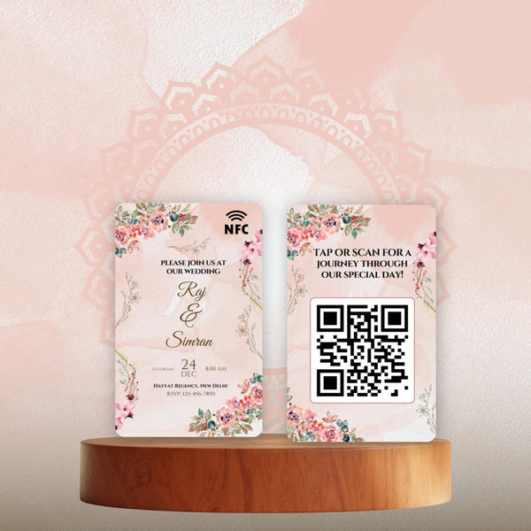 Tinydabba Custom Wedding NFC & QR Card | Fully Customizable Digital Wedding Invitation | Event Schedule, Program Details, Location, Photos, Videos, Stories & Guestbook | 1 Card