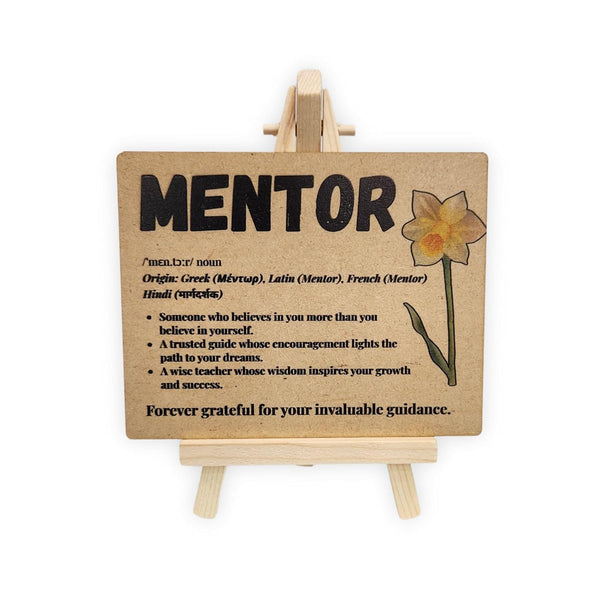 tinydabba Wooden Definition Plaque with Easel – Mentor Gift (4×5 Inches) – Tabletop Decor